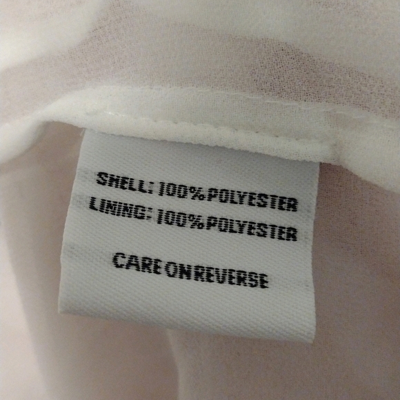 Calvin Klein - Neck Tie Puff Sleeves Sheer Blouse - Picture 15 of 16